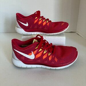 Nike 642199-601 Free 5.0 Breathe Womens Sz 7.5  Running Shoes Crimson Red White.